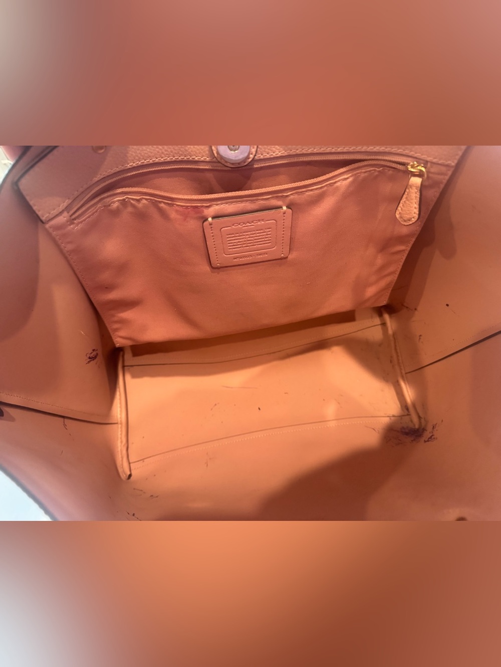 Coach Large Leather Tote in Deep Wine and Blush - Picture 5 of 5